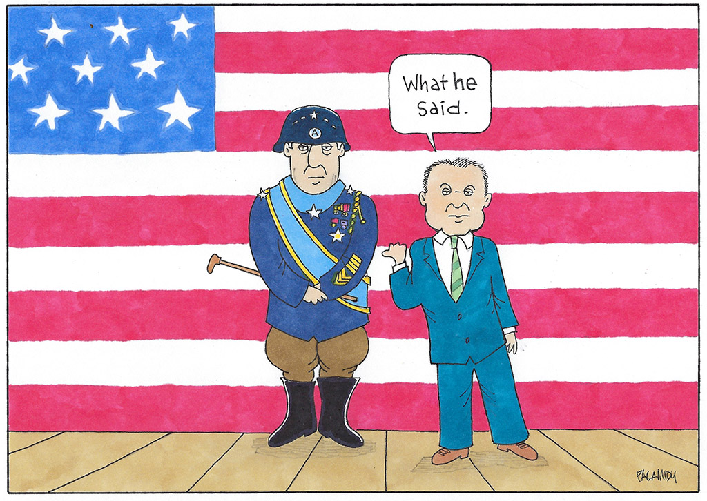Addressing the Brass Editorial Cartoon by John Palamidy